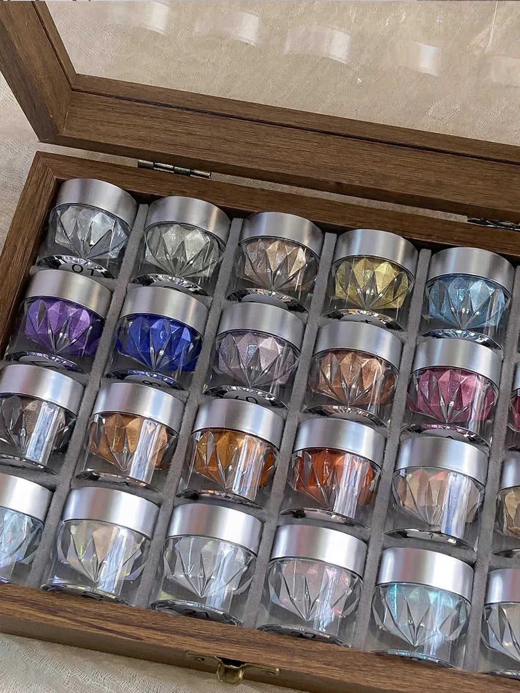 1 High-end Mirror Magic Powder Storage Box Colorful Bright Nail Art Qme