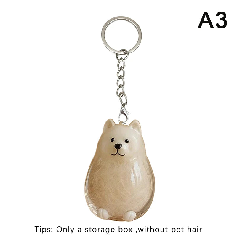 Clear Puppy Hair Memorial Pet's Dog Fur Container DIY Pendant Keychain Decor Pet Lovers Home Display Gifts Qme A3