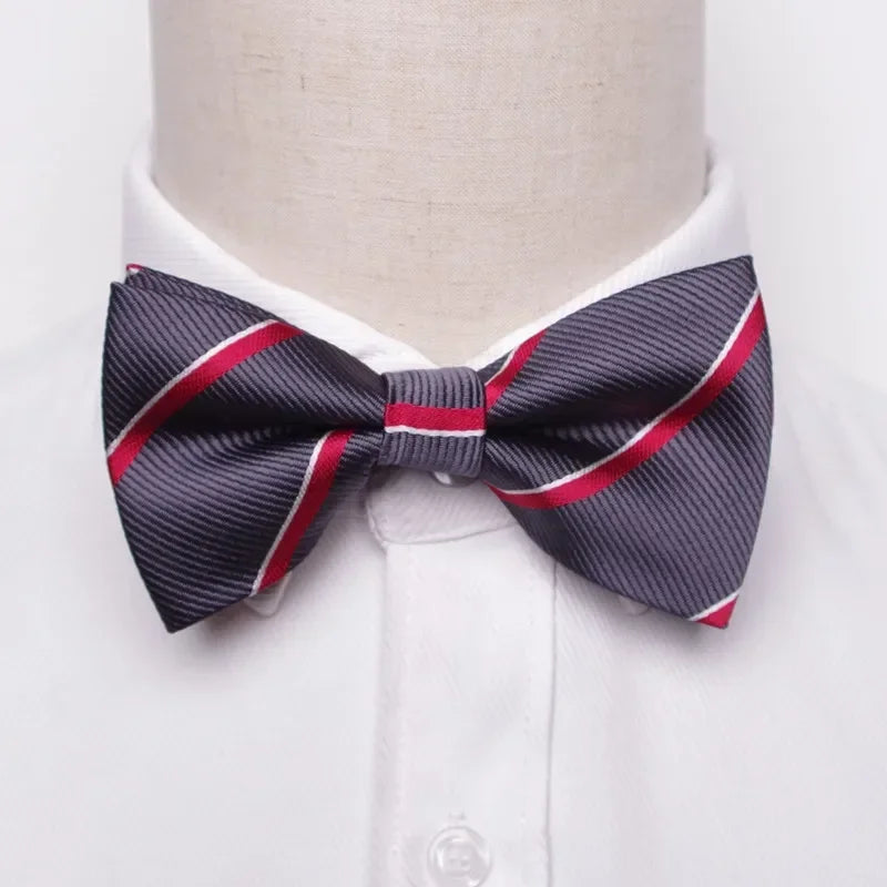Classic Black Men Bow Ties Fashion Polyester Bowtie Woven Dot Checked