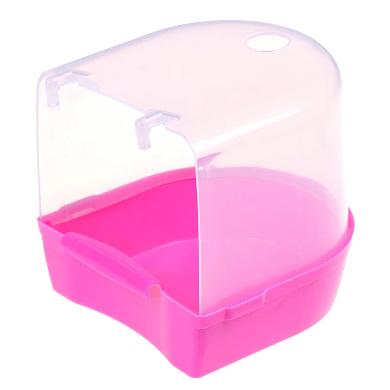 Parakeet Hanging Bowl Bird Bathtub Feeding Durable Plastic Water Bath Qme Pink