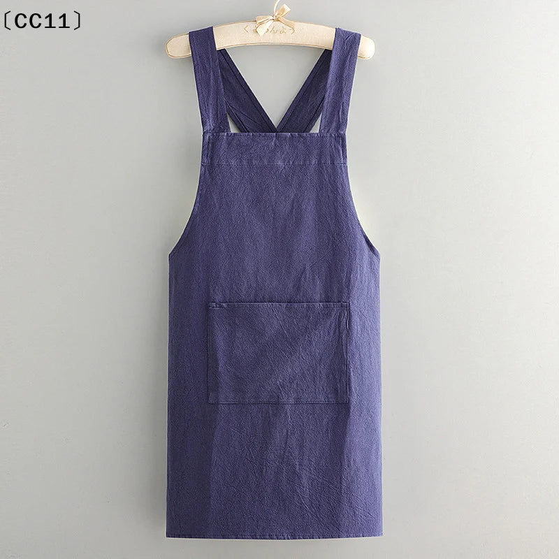 Cooking Cotton Kitchen Aprons Breathable Wear Resistant Adult Waist Qme