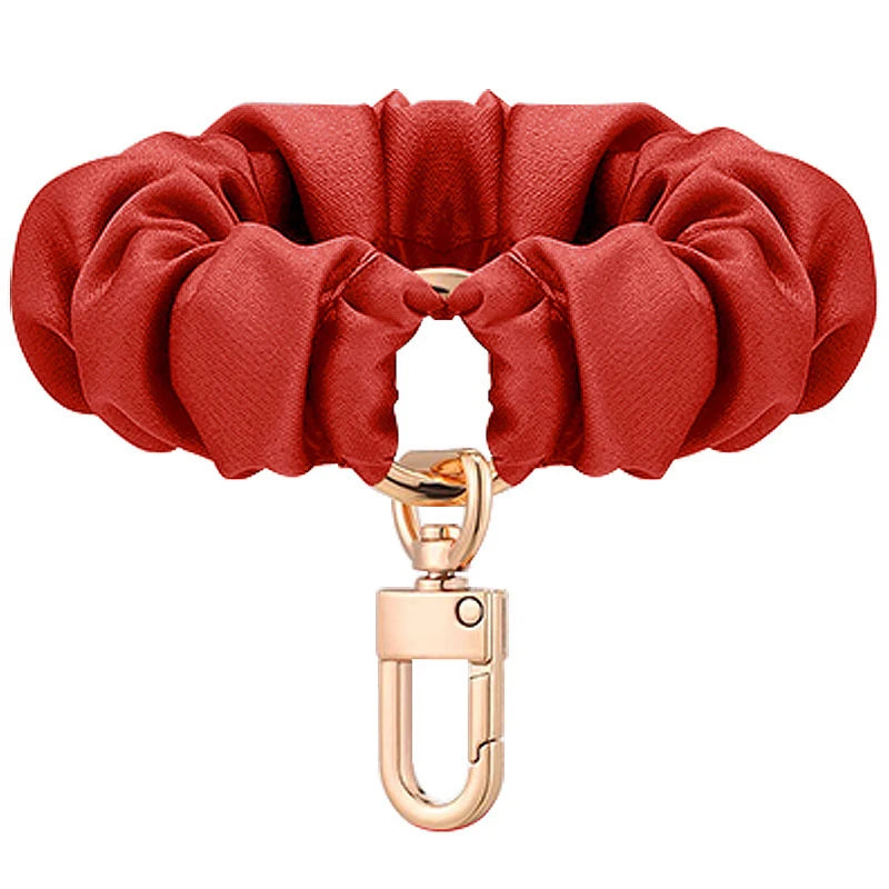 Adjustable Wristband Leather Scrunchie Keychain Sleek Keyring Qme A6