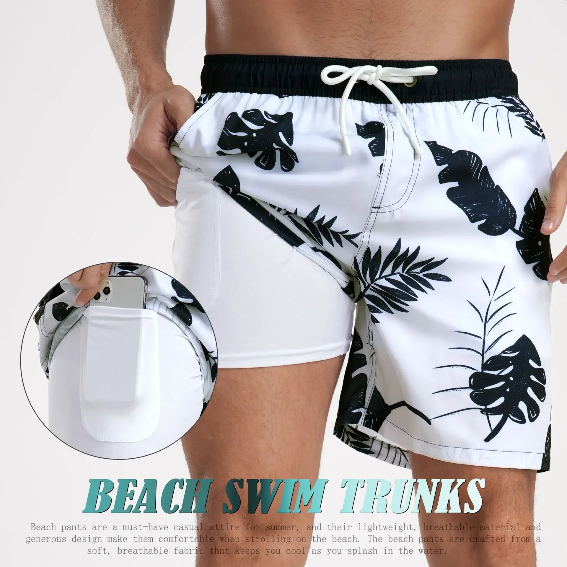 Men's Casual Large Size Beach Pants Corner Milk Silk Inner Street Clothing Breathable Soft Casual Daily Streetwear Short Men Qme