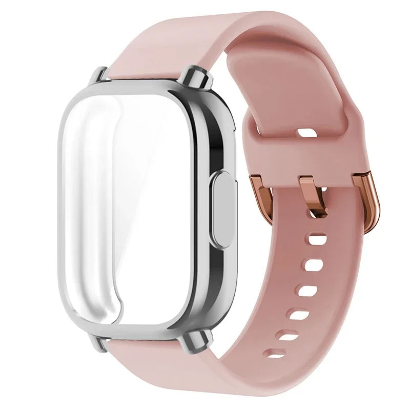 Protector Case+Silicone Strap For Xiaomi Redmi Watch 5 active/5 Lite Full Cover Screen TPU Soft Shell and Breathable Sport Band Qme