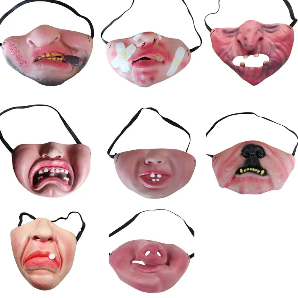 Latex Half Face Masks Humorous Elastic Band Horrible Scary Cosplay Qme