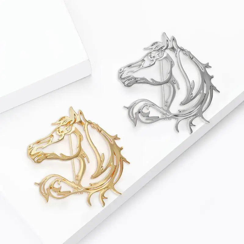 Simple Hollow Horse Brooch For Women Men Personality Alloy Smooth Animal Pin Brooch Fashion Clothing Jewelry Accessories Gift Qme