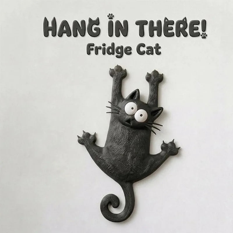Cartoon Cute Fluffy Black Cat Fridge Magnet Creative Animal Model Qme
