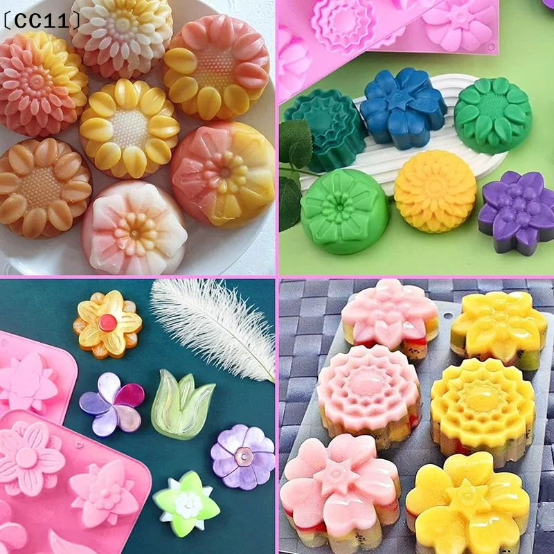 6 Cavity Flowers Silicone Mold DIY Handmade Fondant Cake Baking Qme