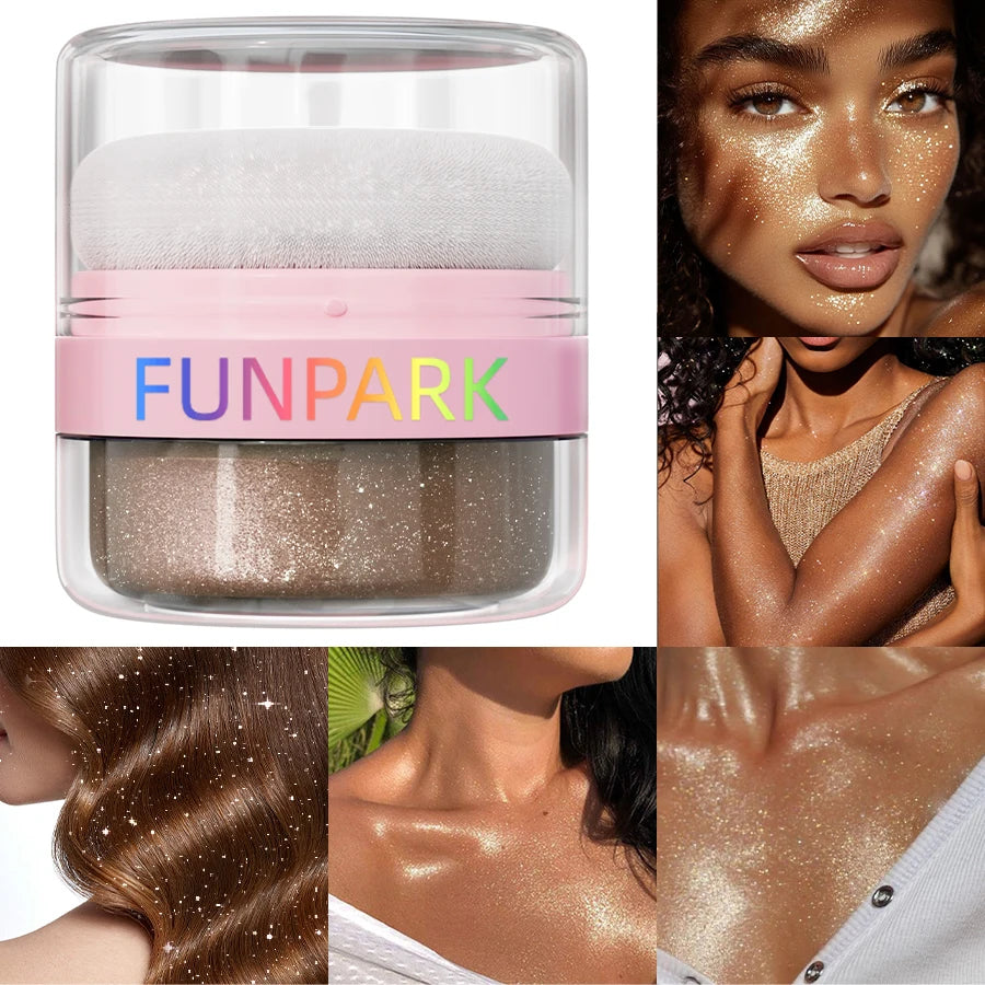 Highlighter Powder Brightens Face Puff Highlight Shadow Body White Qme
