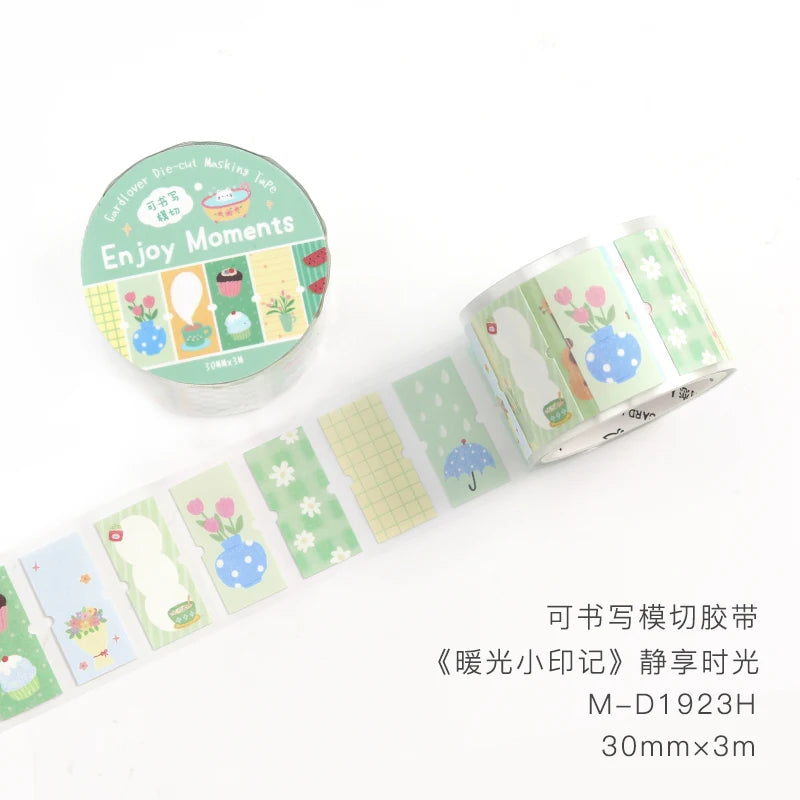 30mm X 3m Die-Cutting Tape Aesthetic Decorative Stickers Art Masking Tape for Journal Scrapbooking Handmade Label Qme A1 30mm X 3m