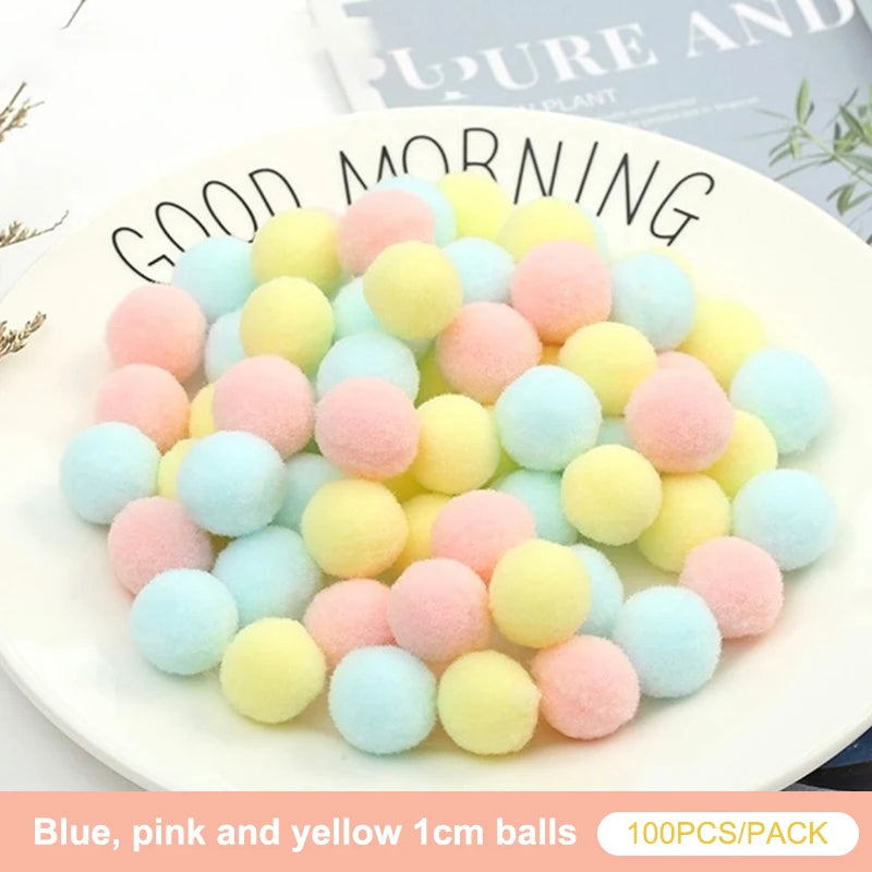 Lot Macaron Pompom Fluffy Ball Coloful Plush Handmade Craft Hairband Qme A3