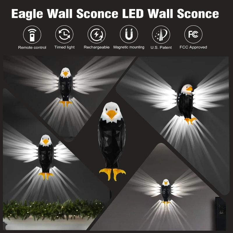 Black Eagle Wall Lamp Creative 3D Light Modern Decorative Ambient Qme