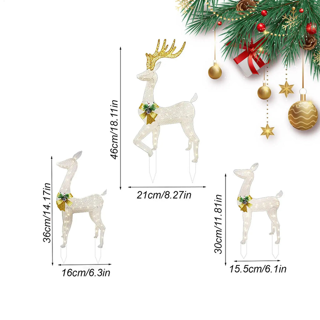 Christmas Reindeer Stake Light 3-Pieces Holiday Lighted Pathway Decor Lighted Acrylic Stake Decoration For Yard Garden Pathway Qme