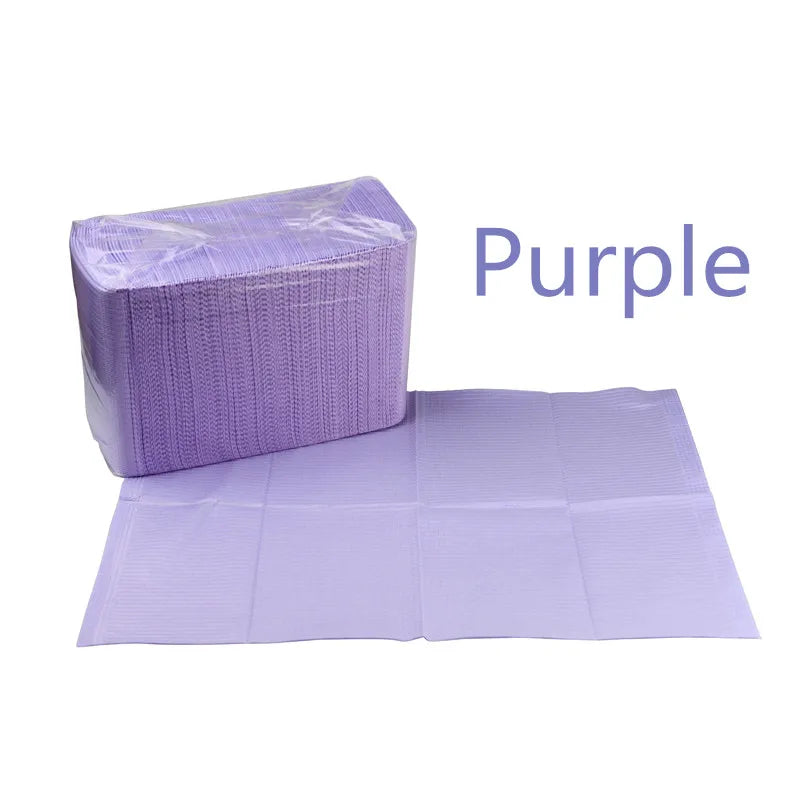 50Pcs Disposable Eyelash Clean Pad Mat Tattoo Cleaning Wipes Table Pad Waterproof Medical Paper Dental Bibs Cloths Tool Qme Purple 50PCS