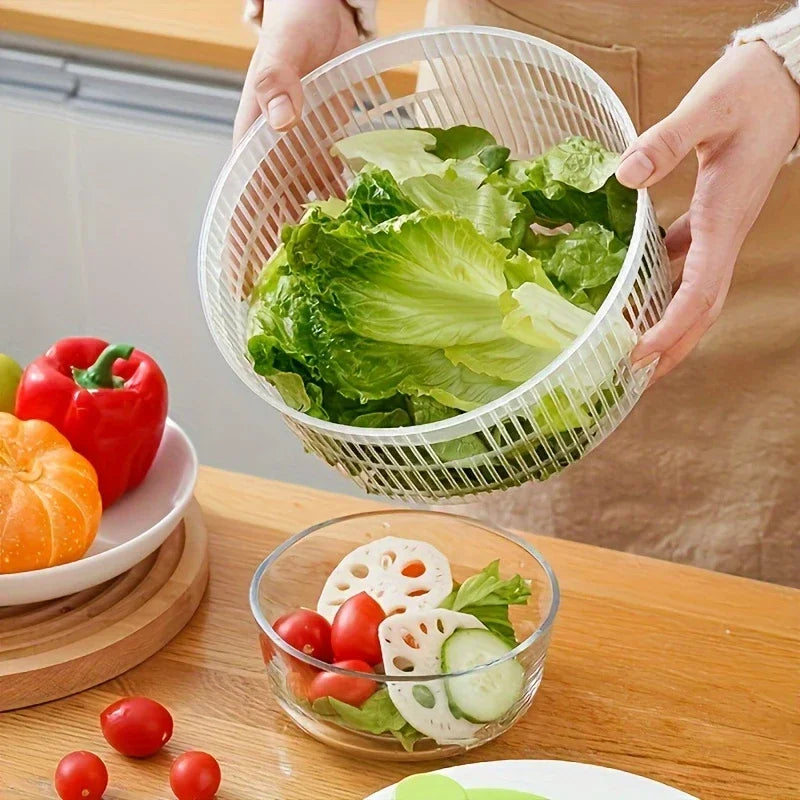 Multifunctional Manual Salad Spinner Household Vegetable Salad Dehydrator Kitchen Vegetable Drainer Filter Fresh-keeping Tool Qme