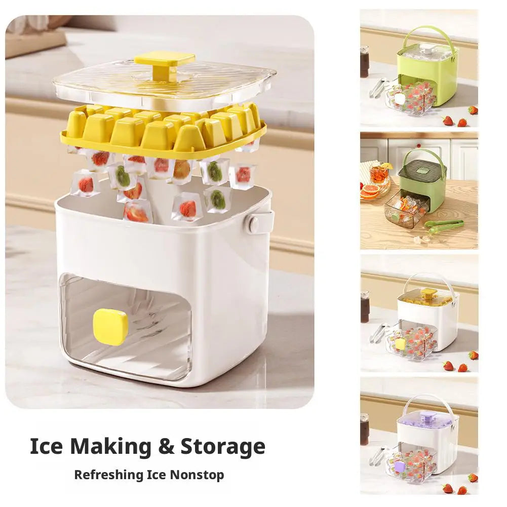 Ice Cube Tray Lid Bin Space-saving Small Bucket Tongs Easy Release Qme