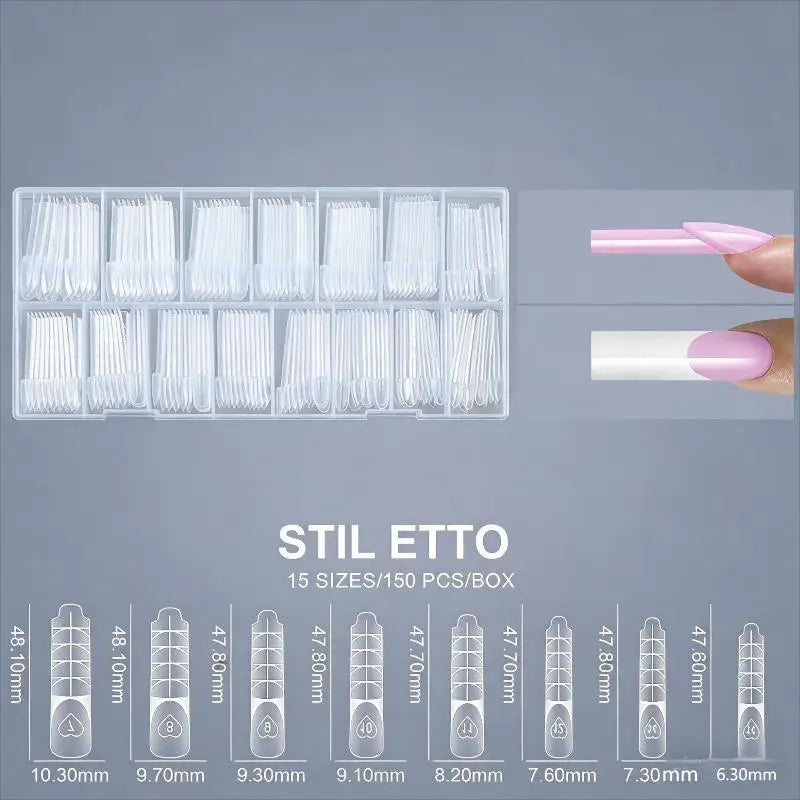 Clear Dual Nail Forms Pre-printed Guides Multiple Sizes Home Portable Qme A5