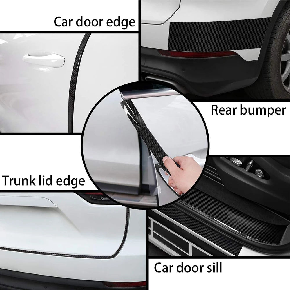 3D Nano Carbon Fiber Car Tape Black Car Door Edge Guards Side Mirror Anti-Scratch Collision Strip Waterproof Protector Film Tape Qme