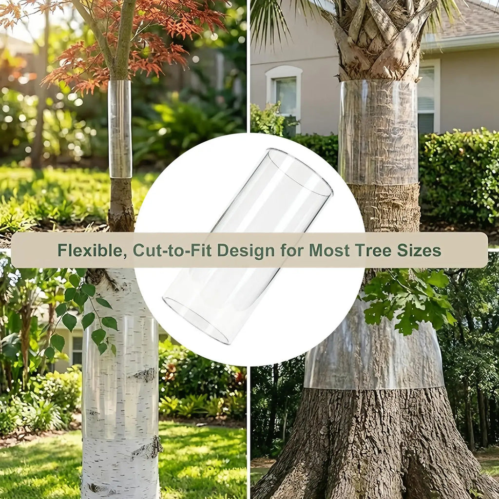 Tree Guards Iguana Cat Prevention PET Transparent Waterproof Tree Trunk Bark Protector Guard For Garden Yard Pathway Driveway Qme