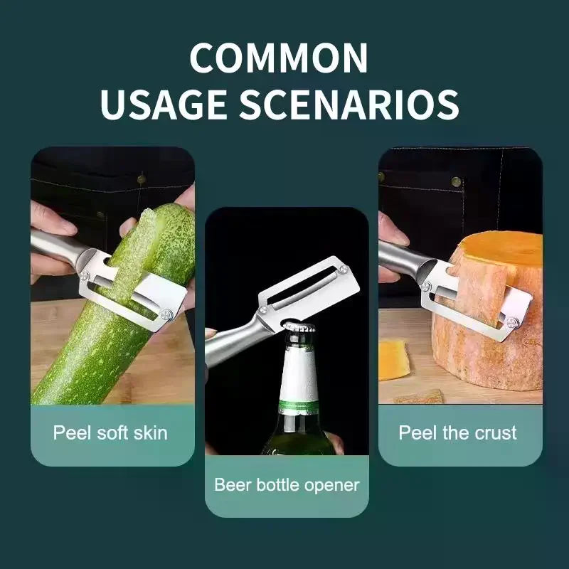 Multi Functional Vegetable Peeler Wooden Handle Peeling Slicing Qme