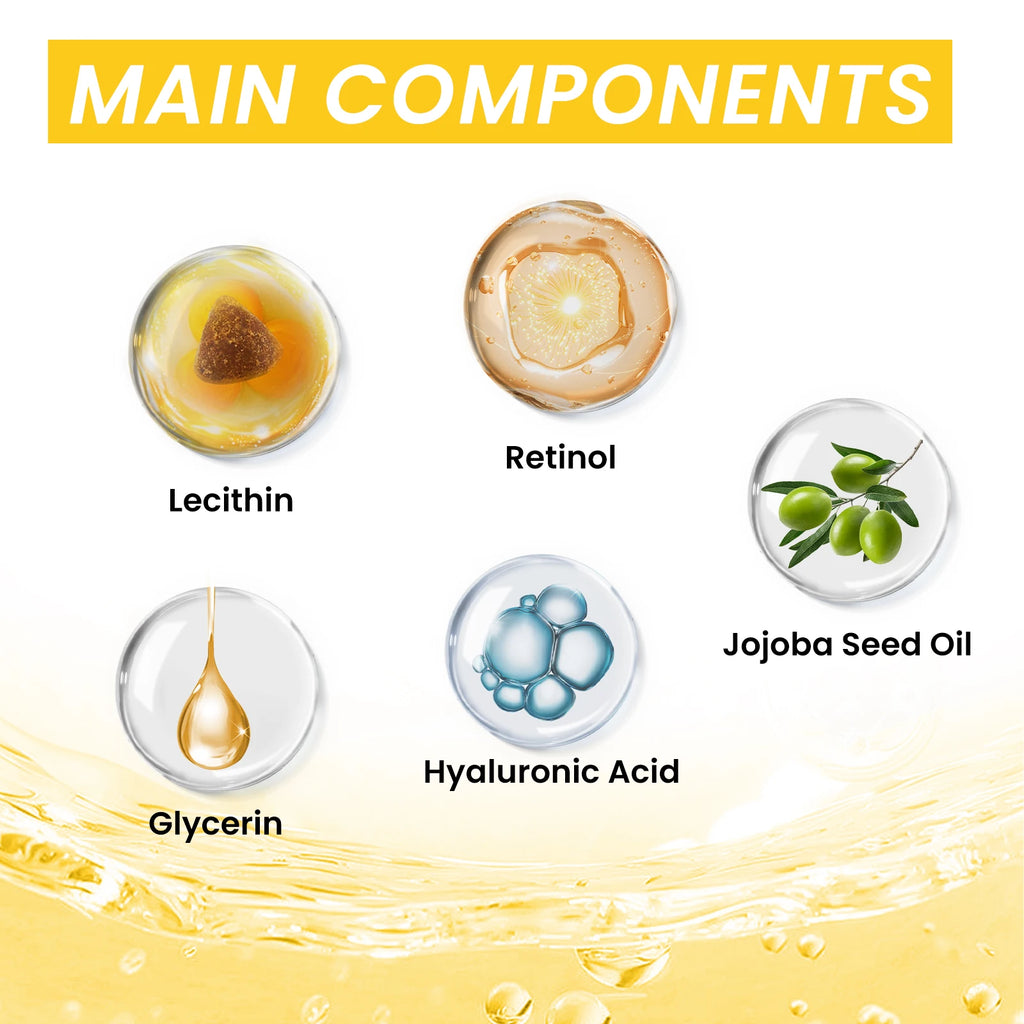Retinol Anti-Wrinkle Serum Anti Aging Face Lifting Firming Fade Fine Lines Moisturizing Skin Care Hyaluronic Acid Facial Serum Qme