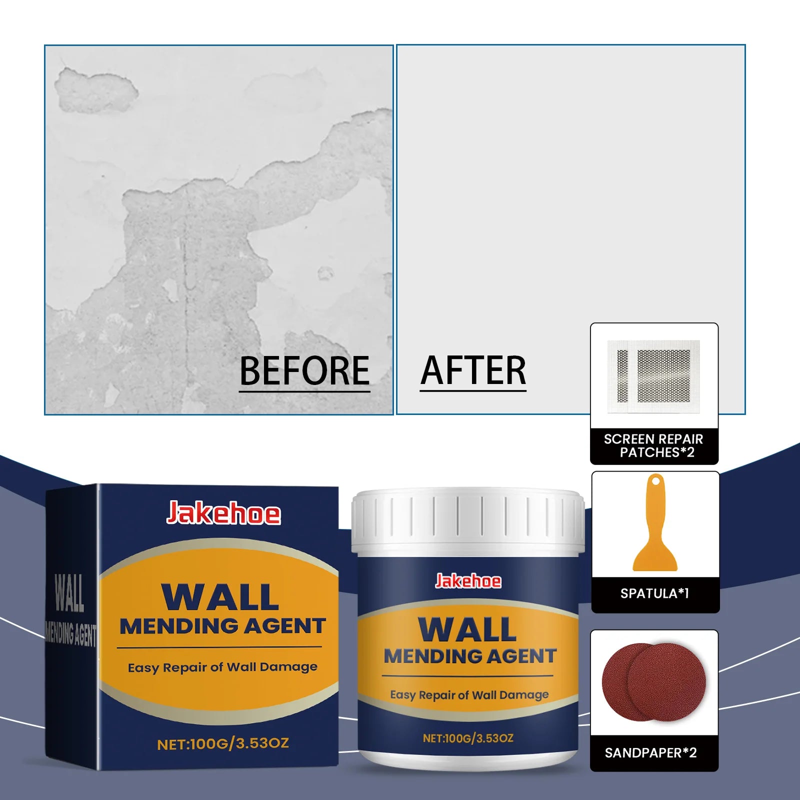 Household Wall Repair Paste Kit - Cracking Hole Peeling Nail Hole Wall Paint Solution for Home Wall Maintenance Qme
