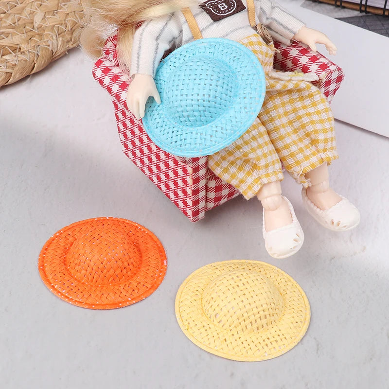 Decorative Dollhouse Woven Straw Hats 5 Child Role-play Toys Qme