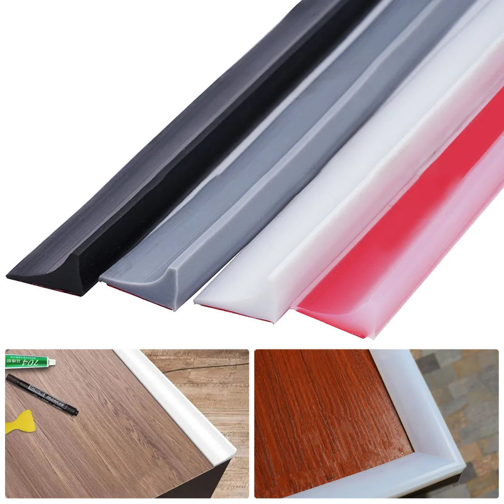 Bathroom Retention Water Barrier Strip Rubber Silicone Shower Barrier Water Stopper Kitchen Dry And Wet Separation Seal Strip Qme
