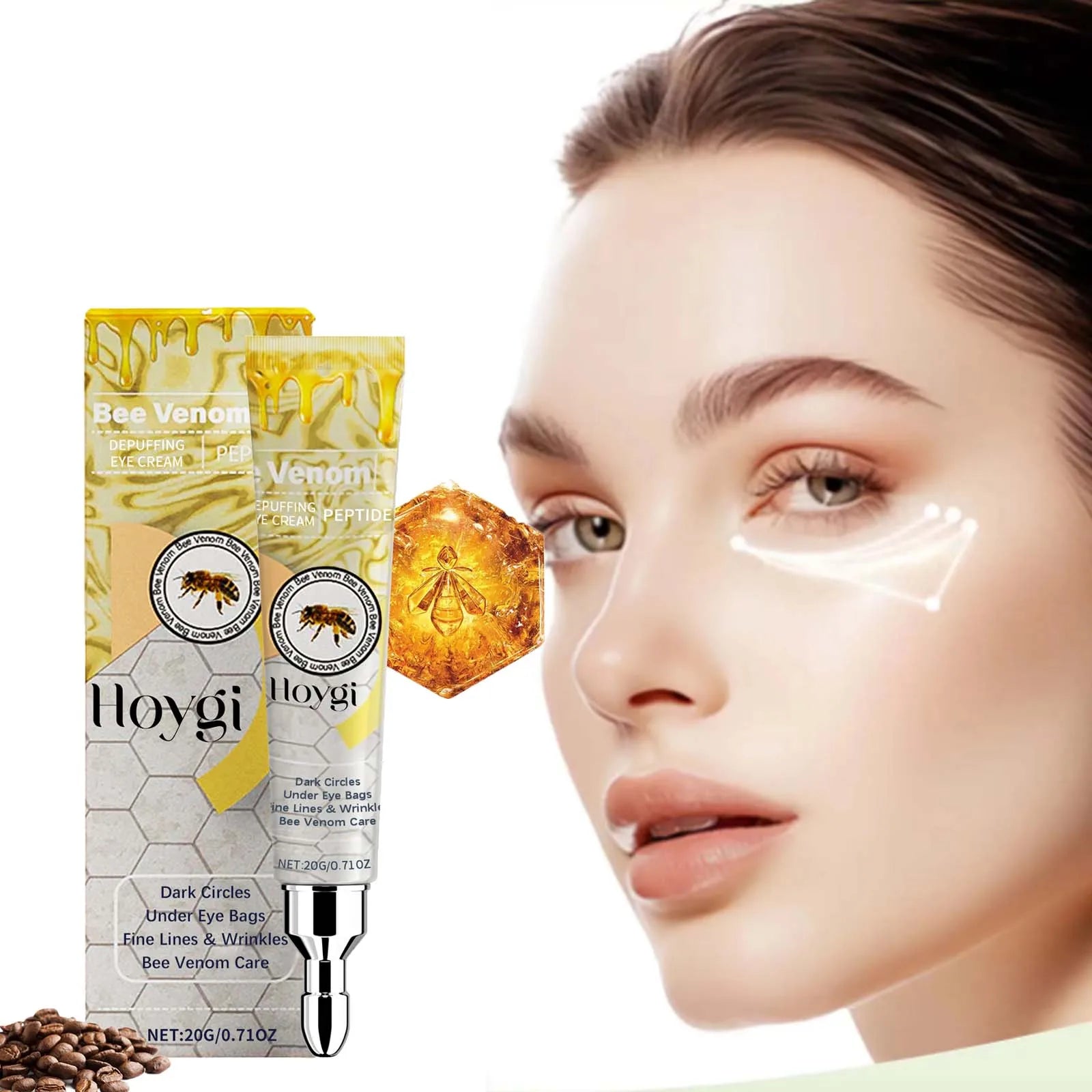 Bee Venom Eye Cream Hydrating & Firming Removal Eye Bag Anti Puffiness Fade Dark Circles Anti-Wrinkle Delicate Eye Area Care Qme