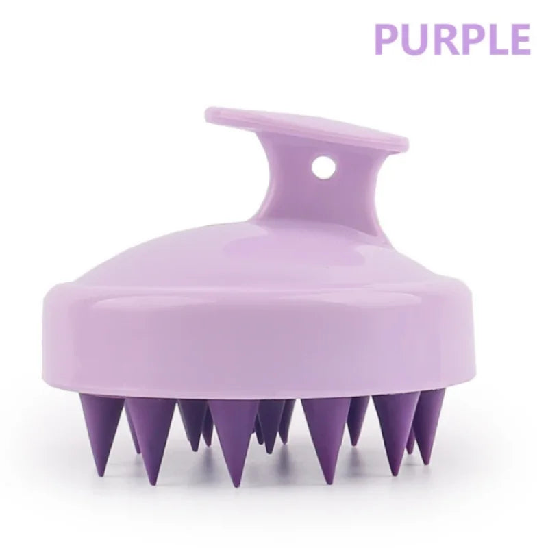Hair Scalp Massager Shampoo Brush Scalp Scrubber with Soft Silicone Bristles Both Wet Dry Hair Qme 1pcs purple