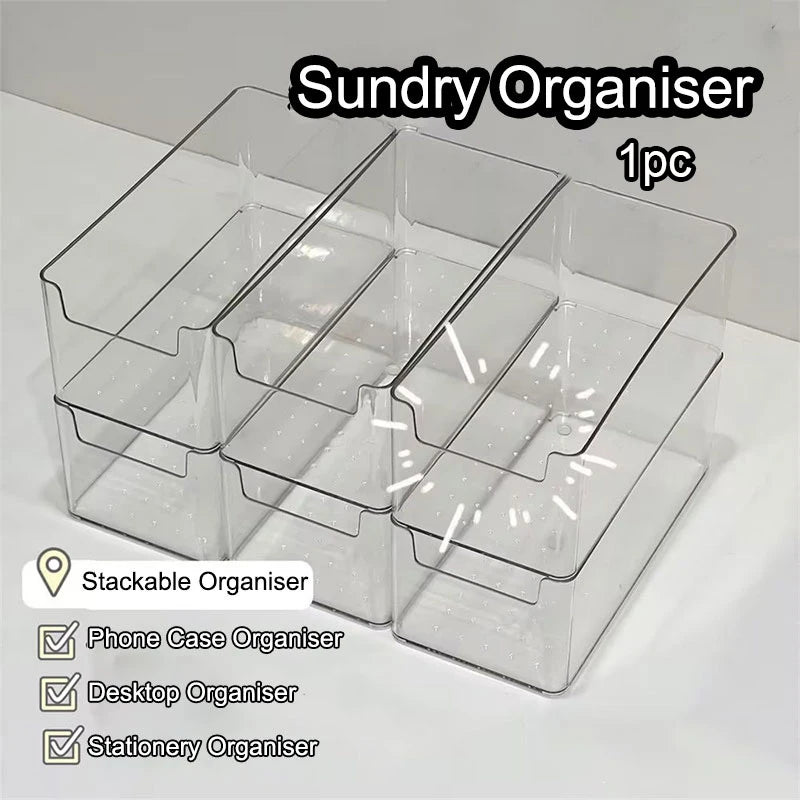 Medium Long Box Household Transparent Storage Desktop Plastic Qme