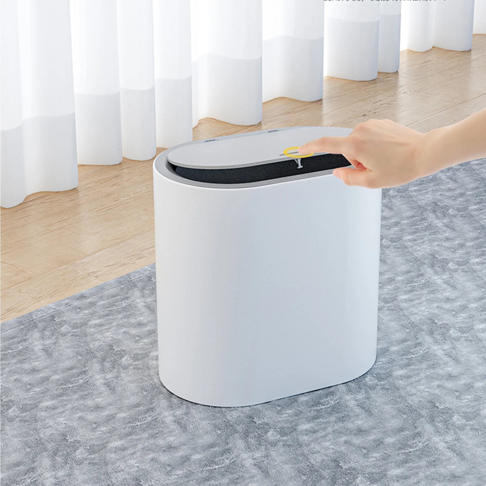 NEW Bathroom Trash Can With Lid Trash Bin Press Top Waste Basket Stylish Slim Garbage Can Compact Spaces Wastebasket For Kitchen Qme