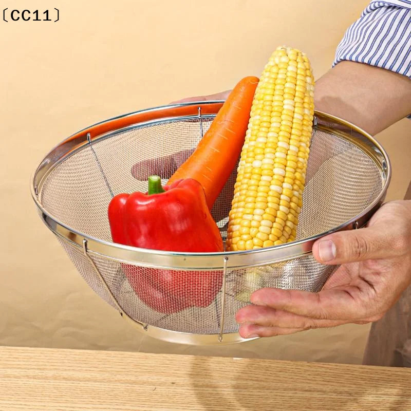 Stainless Steel Rice Washing Sieve Fine Mesh Basket Kitchen Colander Qme