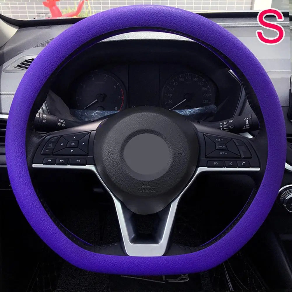 19 Color Car Silicone Steering Wheel Cover For Summer Fashion Sweat Absorbent Non-slip Handle Cover General DIY Parts Qme PURPLE