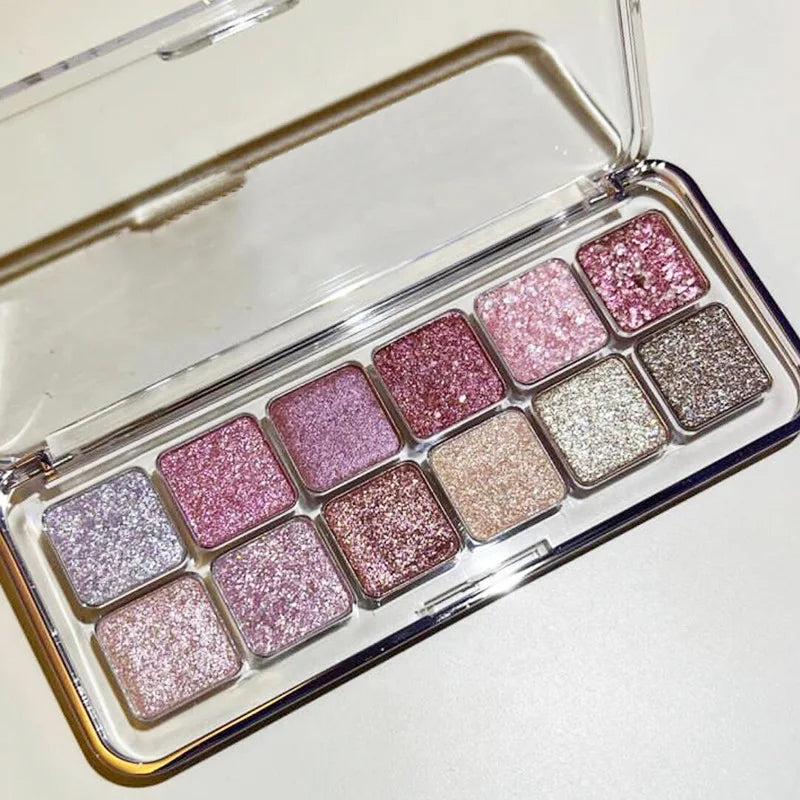 Diamond Sequins Eyeshadow Palette Peach Kumquat Eye Shadow Glitter Pearl Shimmer Shining Kids Makeup Eyeshadow Palette Cosmetics Qme 11