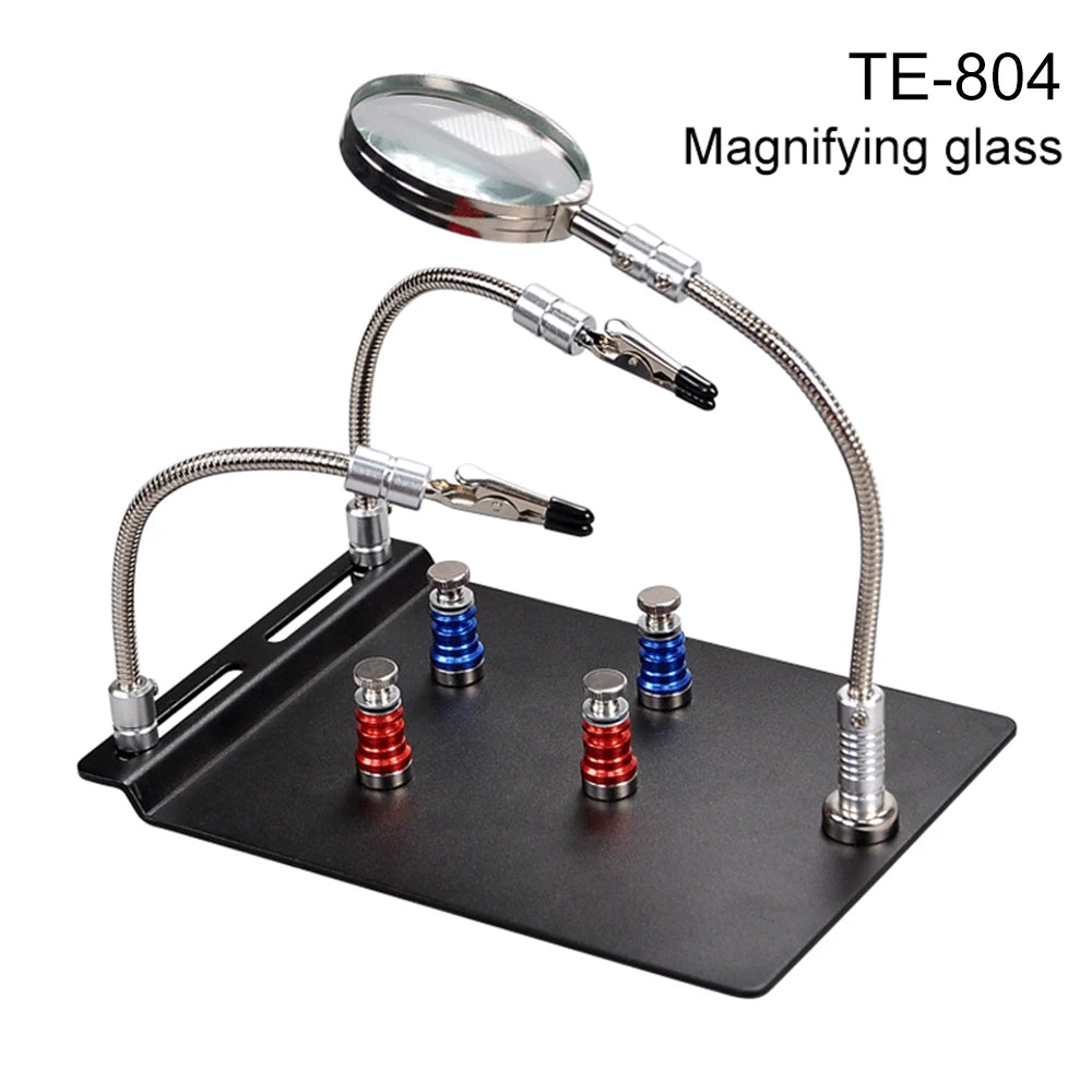 Soldering Magnifier PCB Holder Flexible Metal Arms Helping Hands Qme