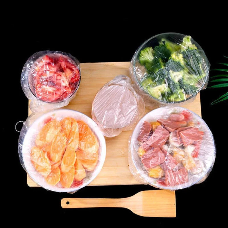 20/50/100Pcs Disposable Fresh-keeping Cover Plastic Elastic Kitchen Vegetable Food Stretch Leftovers Storage Bag Bowl Cup Covers Qme