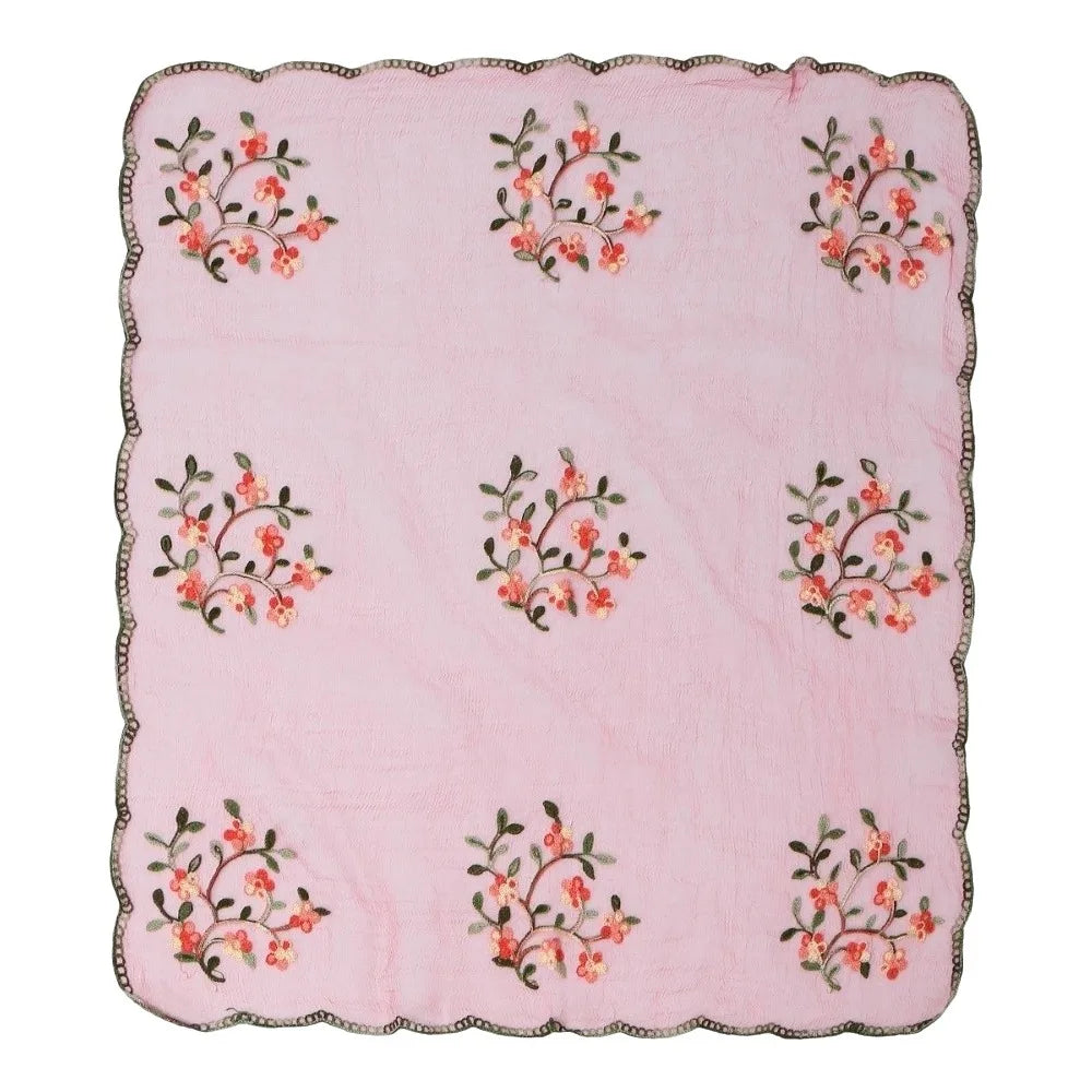 Elegant Ethnic Plum Blossom Scarf Thin Lace Square Headkercheif Hijab Qme Red