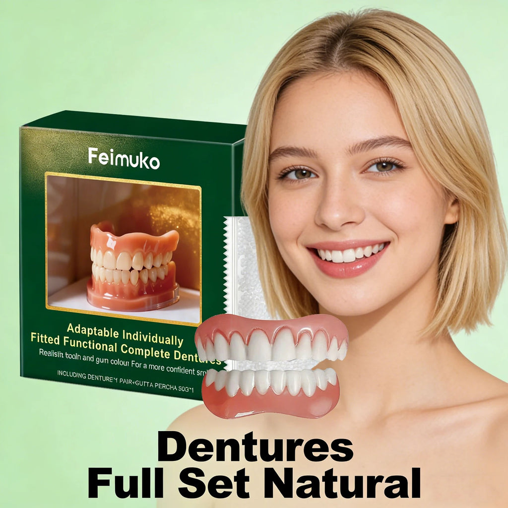 Natural Complete Dentures Temporary Repair Missing Broken Irregular Tooth Space Shrink Down Upper Lower False Teeth Full Set Qme