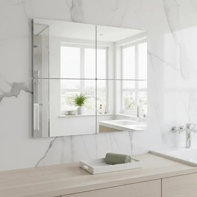 Square Mirror Wall Sticker Self-adhesive Acrylic Tile Mosaic Decal Qme