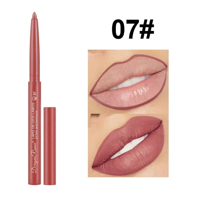 Waterproof Matte Lipliner Pencil Sexy Red Contour Lip Tint Lip Stick Lasting Moisturising Non-stick Cup Lips Makeup 12Colors Qme 07