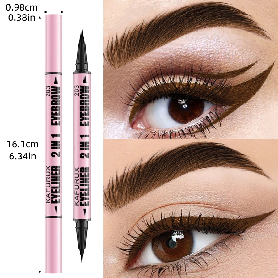 1 Waterproof 4 Colors Ultra Double-ended Eyebrow Pen Eyeliner Qme
