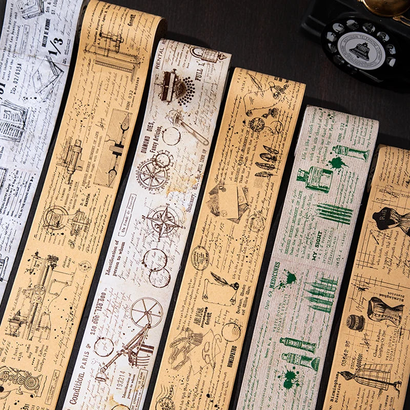 1 Roll Vintage Manuscript Washi Tape for Journal Scrapbooking DIY Collage Art Phone Case Notebook Decoration Supplies Qme