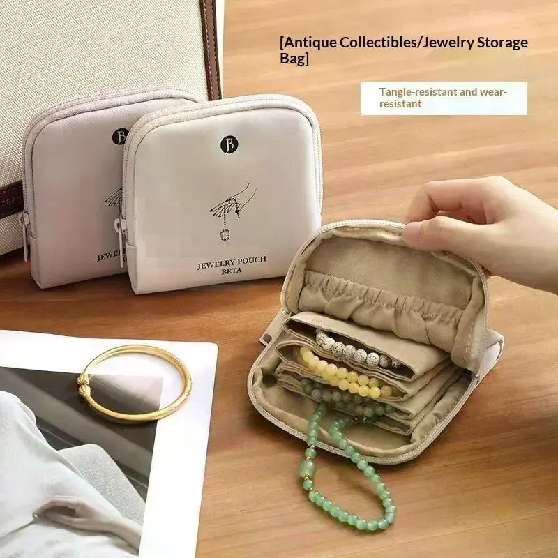 Waterproof 6-Layer Jewelry Storage Bag Portable Travel Jewelry Pouch for Necklaces Bracelets Rings Outdoor Vacation Use Qme