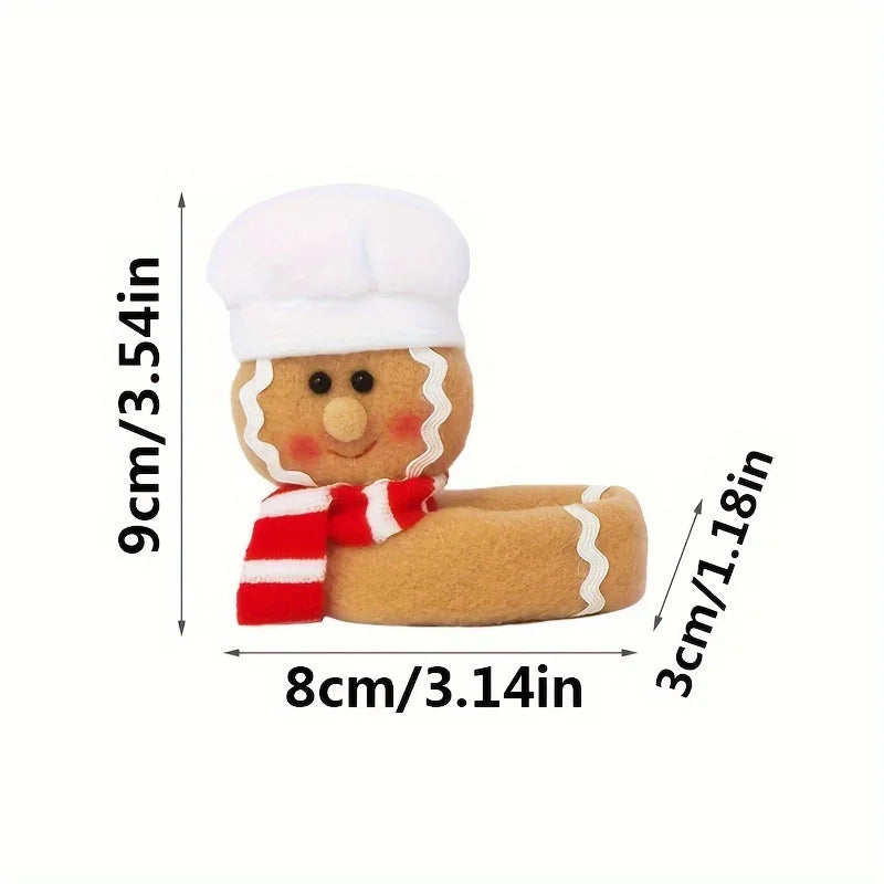 1 Pair Christmas Wine Glasses Flannel Gingerbread Dolls Window Qme