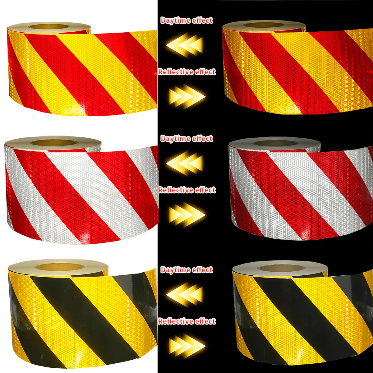 Reflective Safety Warning Tape Self-Adhesive Waterproof Diagonal Night Safety Anti-Collision Strip Trucks Trailers Bicycle Qme