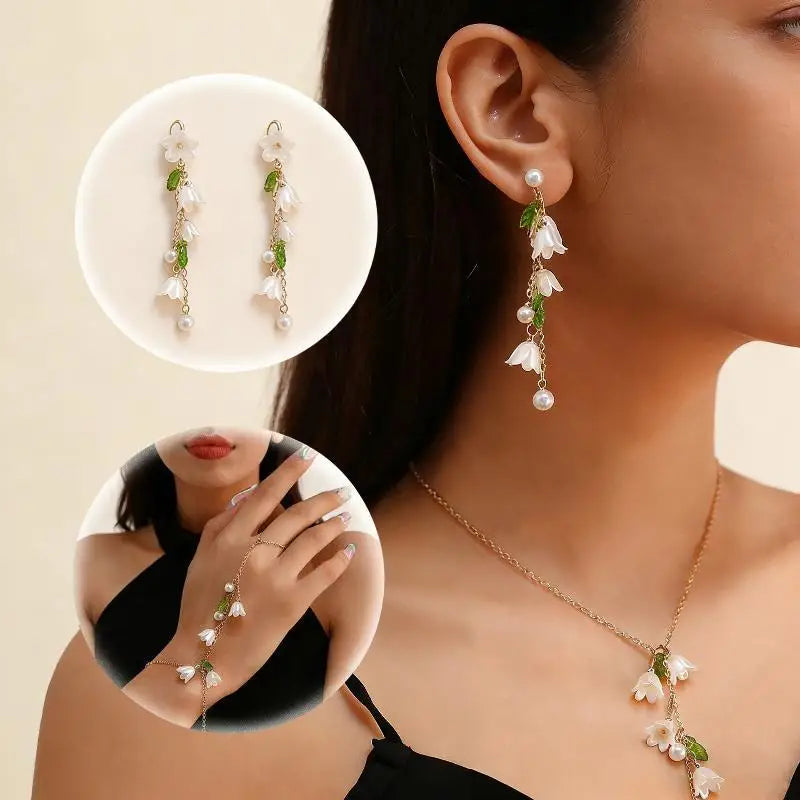 2026 Waterproof Women's Fashion Jewelry Set Durable Ear Cuffs Bracelets Long Earrings for Outdoor Activities Qme