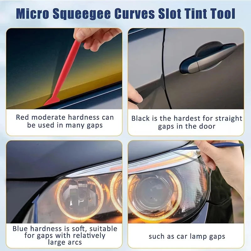 Car Micro Squeegee Curves Slot Tint Tool Set Car Stickers Wrap Vinyl Tools Auto Wrapping Film Installing Scraper Gasket Squeegee Qme