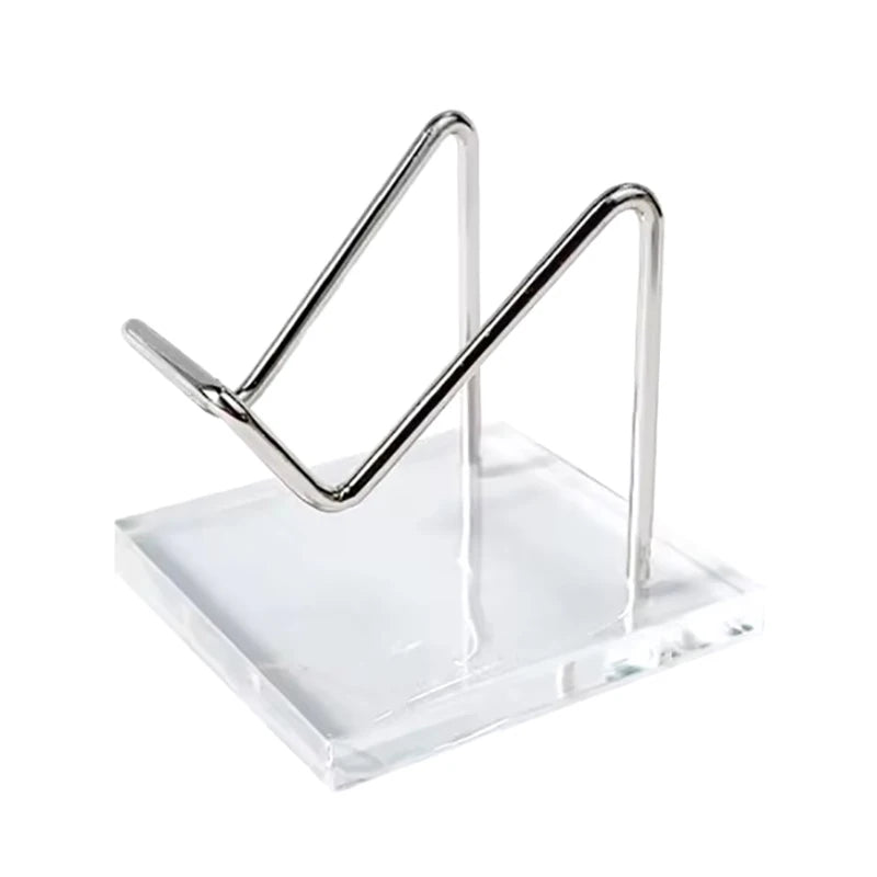 Metal Mineral Display Stand Acrylic Base Crystal Jewelry Stone Shelf Qme Silver-M