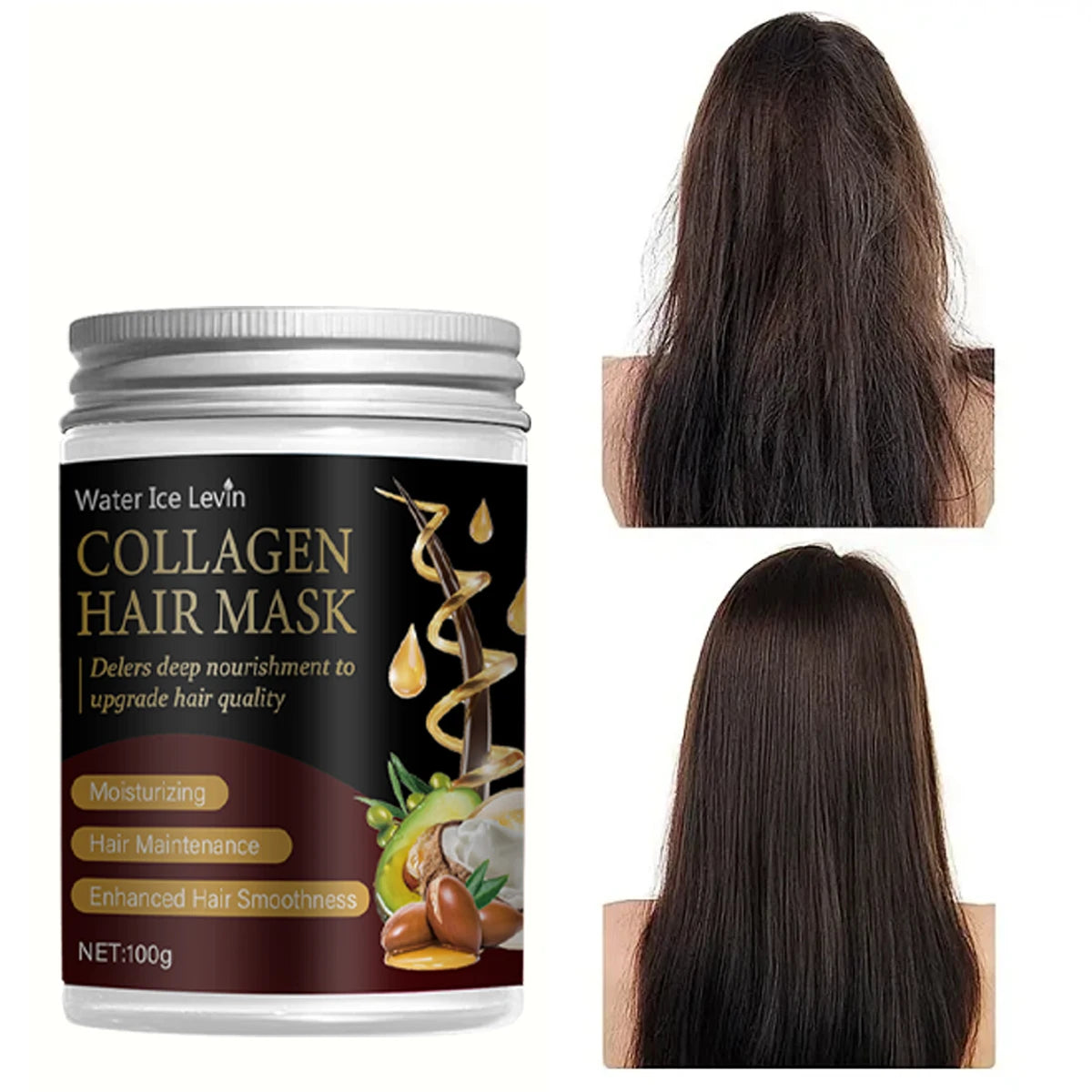 Collagen Hair Mask with Argan & Coconut Oil - Deep Nourishment for Enhanced Smoothness & Moisture. For Men & Women Qme